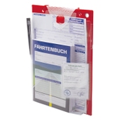 Auftragstasche A4 Volumen: 2x Magnetverschluß  Rot / Transp.