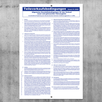 Teileverkauf AGB für neue & gebrauchte KFZ-Teile, Stand: 01/2022 (Wandtafel) 