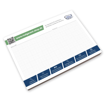 Notizblock 100 Blatt Format DIN A6, im RGS-Design, mit 5 mm Rasterpunkten 