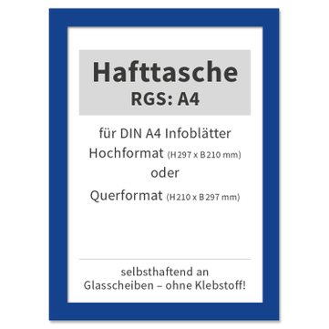 Hafttasche RGS: A4 selbsthaftend an Glasscheiben, bis 120°C hitzebeständig 