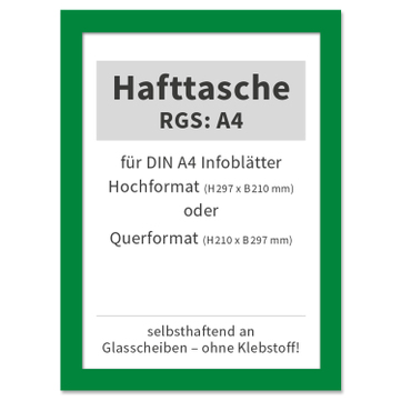 Hafttasche RGS: A4 selbsthaftend an Glasscheiben, bis 120° hitzebeständig 
