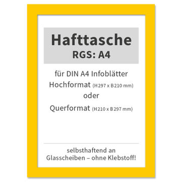 Hafttasche RGS: A4 selbsthaftend an Glasscheiben, bis 120°C hitzebeständig 