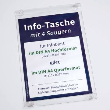 Preisblatthalter A4 Info-Tasche Eco: mit 4 Sauger, für Hoch- und Querformat 