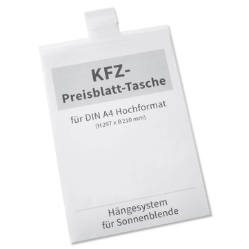 Preisblatt-Tasche A4 Light II: zum Einhängen in Sonnenblende  
