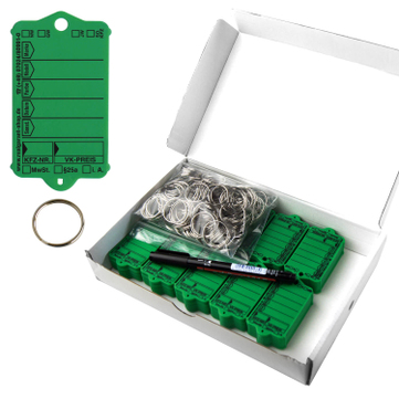 Schlüsselanhänger Autotag 1: 200 Anhänger + Ringe, 1 Stift  Grün