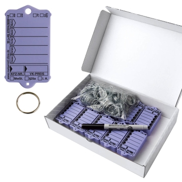 Schlüsselanhänger Autotag 1: 200 Anhänger + Ringe, 1 Stift  Lila