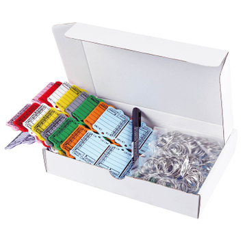 Schlüsselanhänger Autotag 1: 9 Farben, mit Ringe + 1 Stift VPE = 180 Stück 