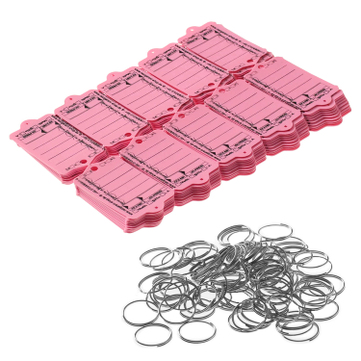 Schlüsselanhänger Autotag 1: 100 Anhänger mit Stahlringen  Rosa