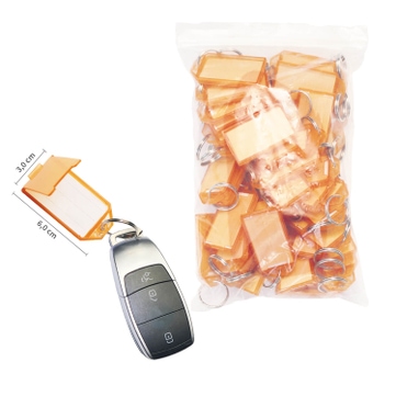 Schlüsselanhänger Midi Klapp-Fix:2-seitig beschriftbar, aufklappbar Orange