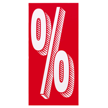 Aufkleber Symbol % Prozentzeichen, für Finanzierungsangebot ablösbar, wetterfest % (Prozent)
