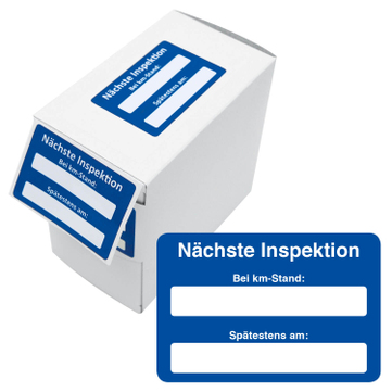Kundendienst-Etikett nächste Inspektion bei km-Stand: in Spenderbox 
