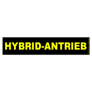 Hybrid-Antrieb Werbetext-Folie selbstklebend, von außen auf Glas klebend Hybrid-Antrieb