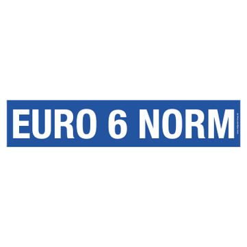 Euro 6 Norm Werbetext-Folie selbstklebend, von außen auf Glas klebend EURO 6 Norm