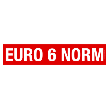Euro 6 Norm Werbetext-Folie selbstklebend, von außen auf Glas klebend EURO 6 Norm