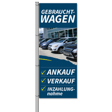 Fahne Gebrauchtwagen Ankauf, Verkauf, Inzahlungnahme  H 300 x B 120cm