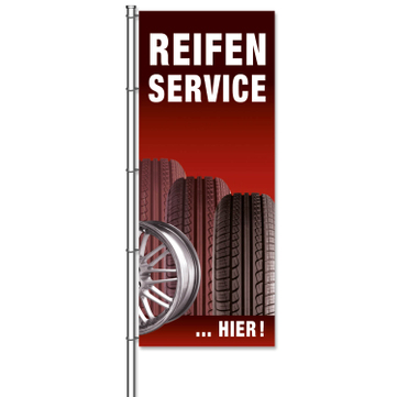 Fahne Reifenservice Hier Reifenservice: Motiv Reifen & Felge  H 375 x B 150cm