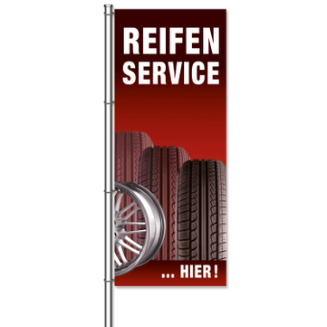 Fahne Reifenservice Hier Reifenservice: Motiv Reifen & Felge  H 300 x B 120cm