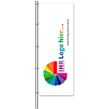 Fahnen Individual aus Glanzpolyester, mit 5 Karabinerhaken H 400 x B 150 cm H400 x B150 cm