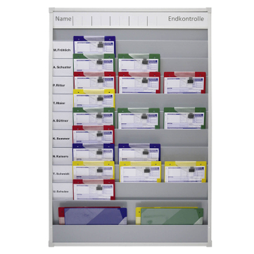 Plantafel 10+1 Reihe für 30x DIN A4 Auftragsmappen, Rahmen aus Kunststoff 