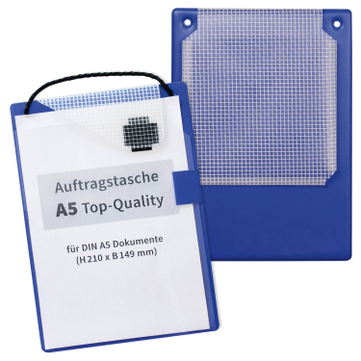 Auftragstasche A5 Top-Quality: verstärkte Schlüsseltasche, mit Klettverschluß für A5: Blau
