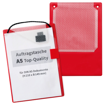 Auftragstasche A5 Top-Quality: verstärkte Schlüsseltasche, mit Klettverschluß für A5: Rot
