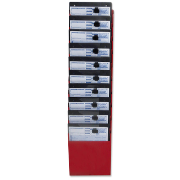 Fächersystem Multi: Griffsicht-System, 10 Fächer für DIN A4 Hochformat, Metall Rot