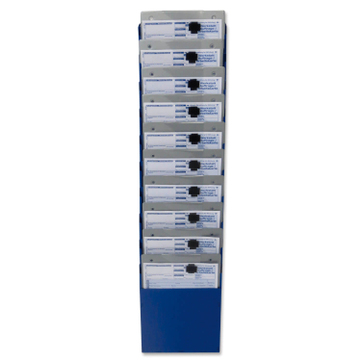 Fächersystem Multi: Griffsicht-System, 10 Fächer für DIN A4 Hochformat, Metall Blau