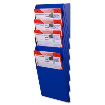 Fächersystem Multi: Griffsicht-System, 6 Fächer für DIN A4 Hochformat, Metall Blau