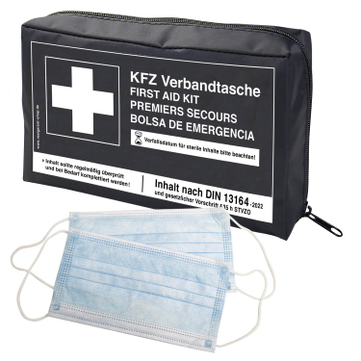 KFZ Verbandtasche Klettstreifen rückseitig, Inhalt gem. neuer DIN 13164-2022 