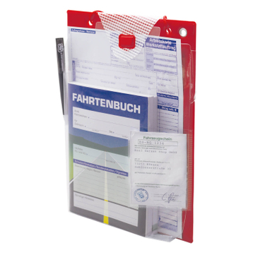 Auftragstasche A4 Volumen: 2x Magnetverschluß  Rot / Transp.
