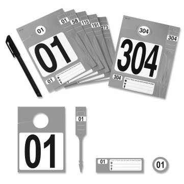 Leitzahlset 4-teilig zur Fahrzeugorganisation: Nr. 01 bis 304 Set mit 304 Stück 