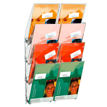 Prospekthalter Concept 8: zur Wandmontage, 8 Fächer, für DIN A4 Prospekte 