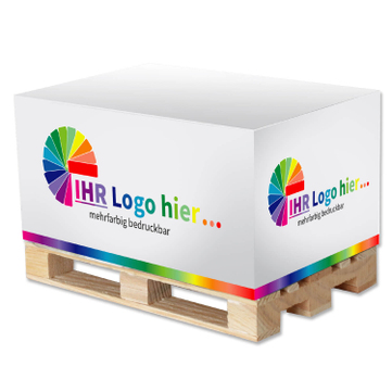 Zettelblock mit Mini-Holzpalette, 4-seitig bedruckt inkl. Digitaldruck 