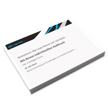 Notizblock: My Logo Block mit 100 Blatt, DIN A6 quer 2/0-Einzelblattdruck 
