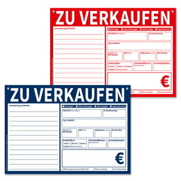 KFZ-Verkaufsschilder DIN A3: 13 Zeilen für Zubehör, 2-fach gelocht Blau