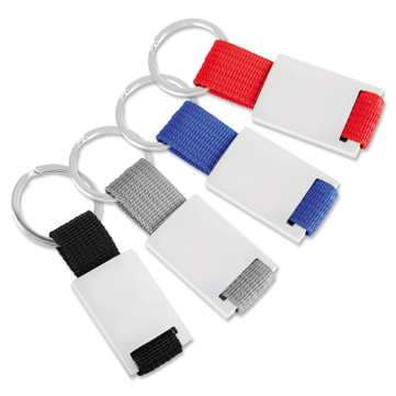 Schlüsselanhänger Boogy mit Nylonband  Silber/Blau