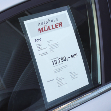 Hafttasche RGS: A4 selbsthaftend an Glasscheiben, bis 120° hitzebeständig 