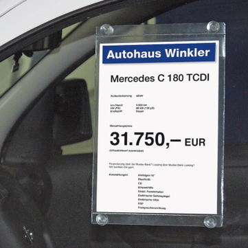 Preisblatthalter A4 Info-Tasche Eco: mit 4 Sauger, für Hoch- und Querformat 