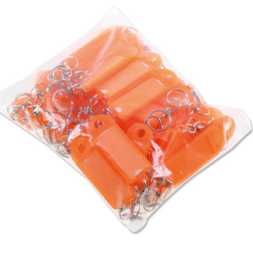 Schlüsselanhänger Dreh-Fix: 360° drehbar, mit Klappdeckel  Orange/Transp.