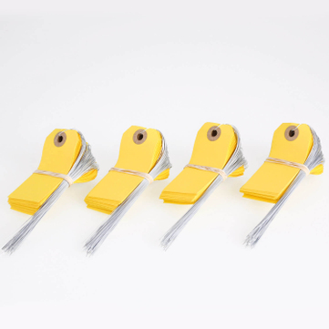 Etiketten aus Karton Eco2: mit Draht und Lochverstärkung, Universaletikett Sonnengelb