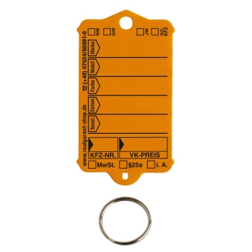 Schlüsselanhänger Autotag 1: 200 Anhänger + Ringe, 1 Stift  Orange