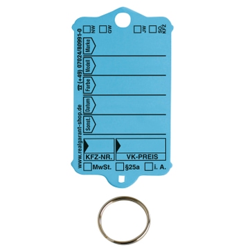 Schlüsselanhänger Autotag 1: 200 Anhänger + Ringe, 1 Stift  Blau
