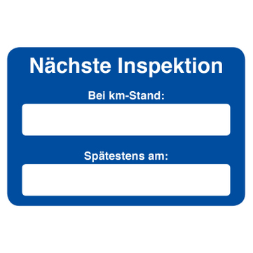 Kundendienst-Etikett nächste Inspektion bei km-Stand: in Spenderbox 