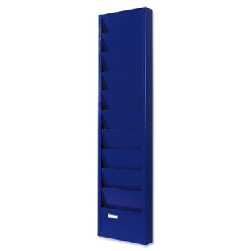 Plantafel Junior: für DIN A4 Auftragstaschen, 10 Reihen aus Stahlblech Blau