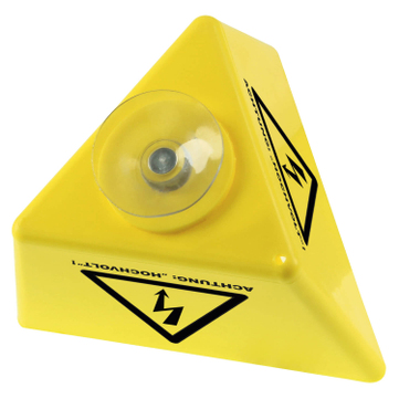Leitzahlträger mit Saugnapf, Symbol: Hochvolt, 3-seitig beschriftet 