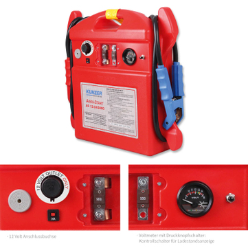 Kunzer Starthilfe AS 12-24/2400: Spitzenstrom 6200A (12V) für 12 und 24 Volt 