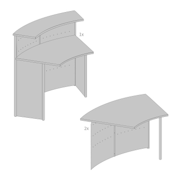 Empfangstheke TK4 Concept: Set mit Theke und 2 Tischen 45 Grad abgewinkelt Theke, 2x Tisch
