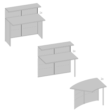 Empfangstheke TK7 Concept: Set mit 2 geraden Theken und 2 Tische (abgewinkelt) 