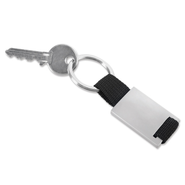 Schlüsselanhänger Boogy mit Nylonband  Silber/Schwarz
