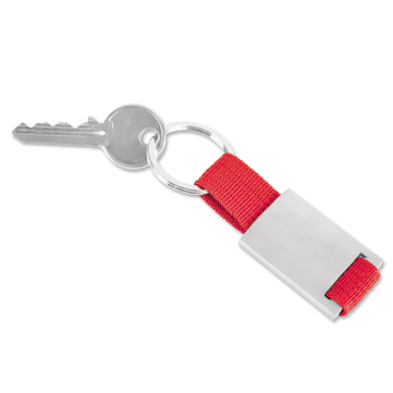 Schlüsselanhänger Boogy mit Nylonband  Silber/Rot